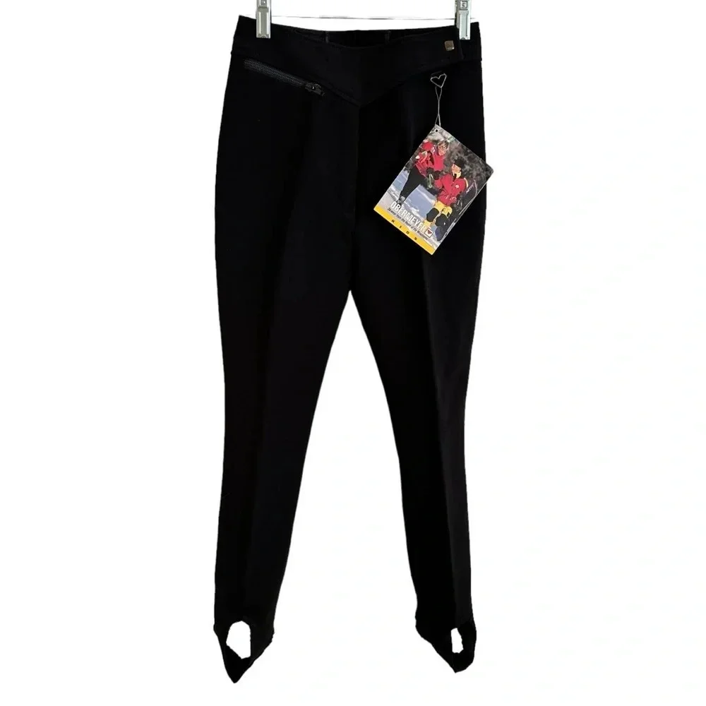 Vintage NWT Obermeyer Kids size 14 Black Wool Blend Stirrup Ski‎ Pants Stretch